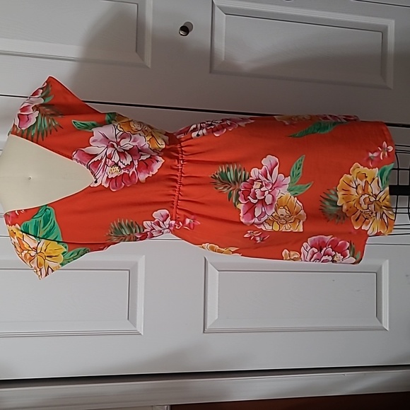 Old Navy Orange Floral Dress, Medium, 20 ptp - Picture 4 of 8